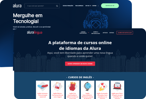 Tela da Alura plus e do Alura língua